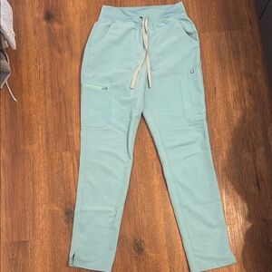 Figs High Waisted Yola Skinny Scrub Pants: Seaglass